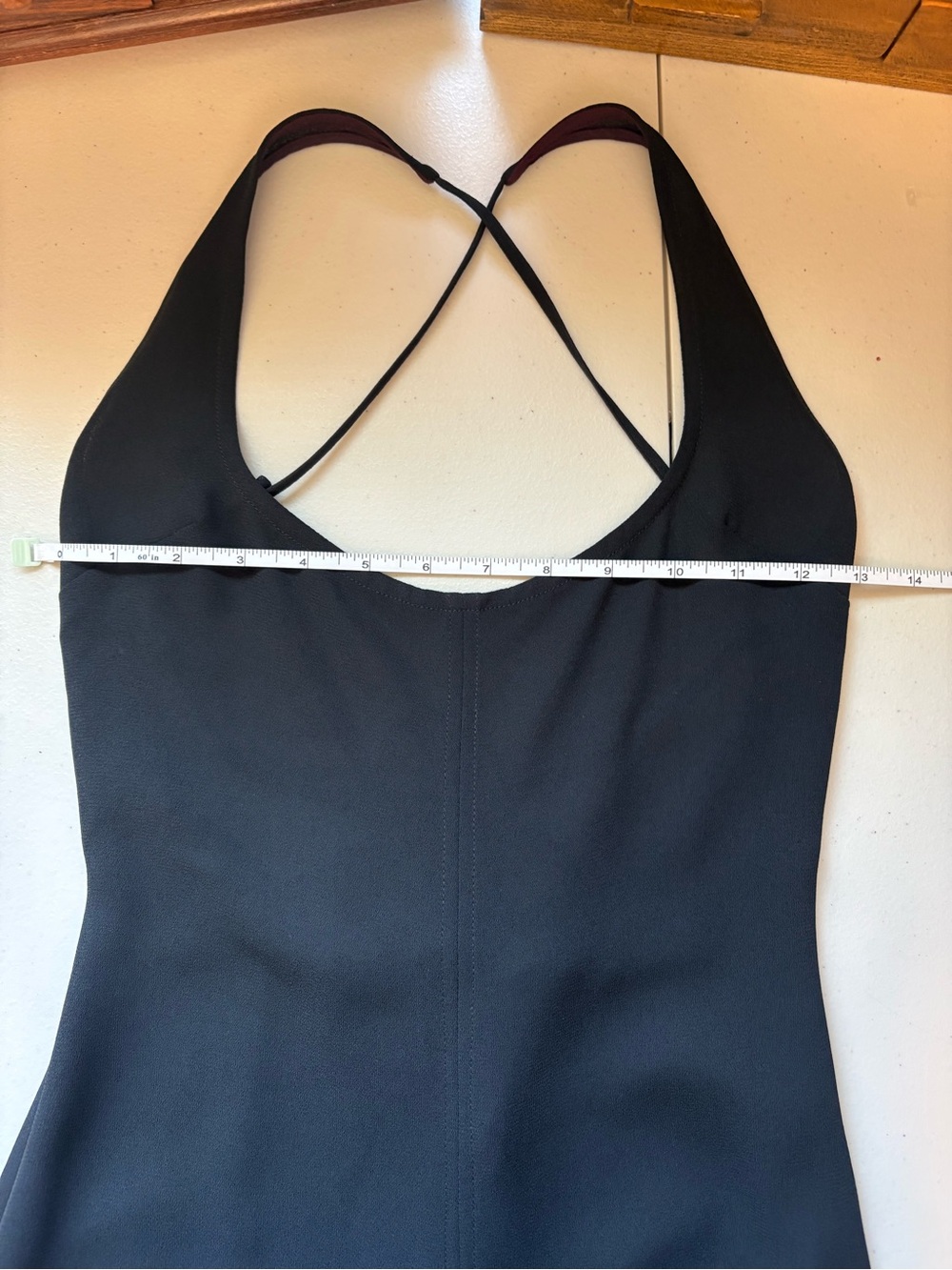 Y2K 90s Minimalist Slip Dress black Open Back Maxi Dress Lace-Up Back Size XS - Picture 11 of 13